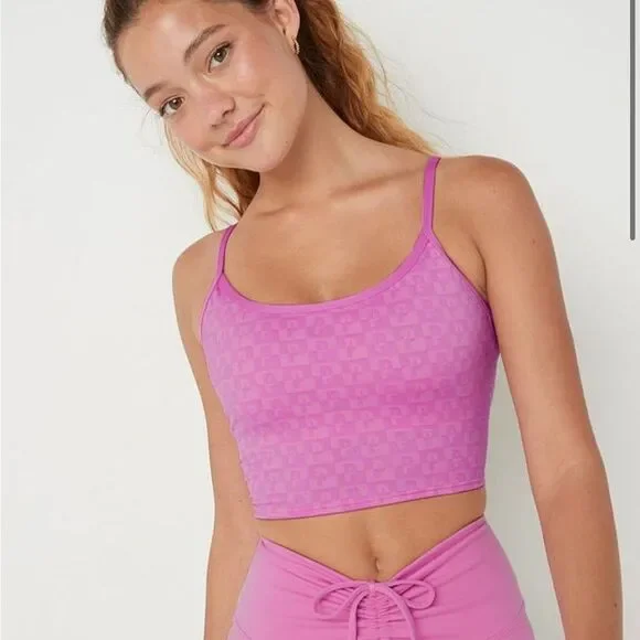 PINK Victoria's Secret Pink Bra ULTIMATE LIGHTLY LINED SPORTS CROP sz L - Picture 1 of 5